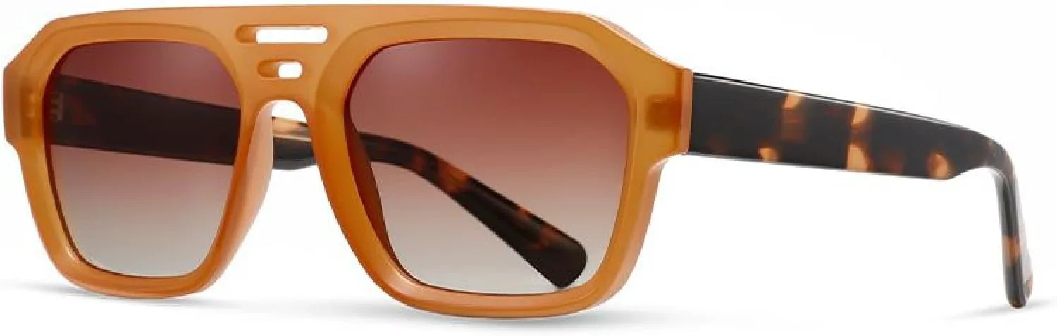 

Солнцезащитные очки для женщин и мужчин с защитой от УФ-излучения UV400, оправа из ацетатного волокна, для вождения и рыбалки TVTBBVV, Orange Gradient Tea