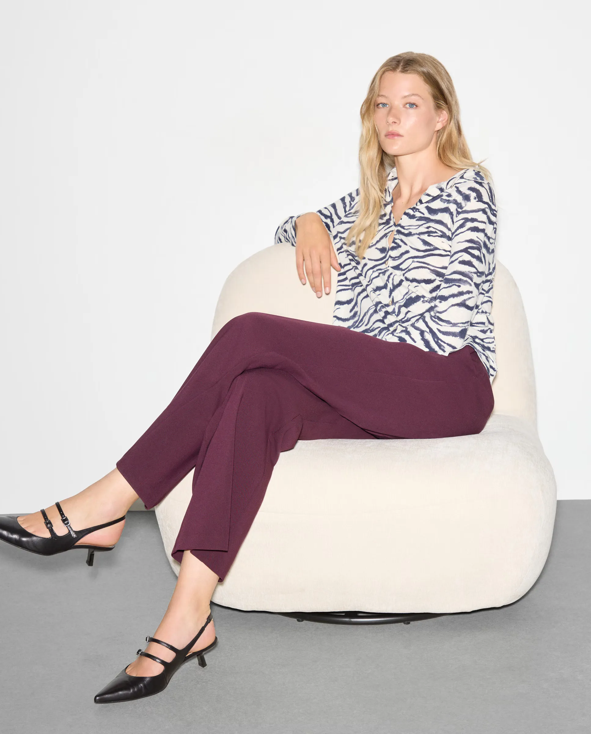 

Женская блузка с длинным рукавом slub Woman El Corte Inglés, белый