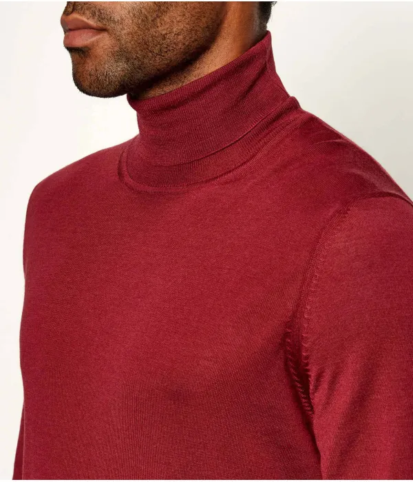 Шерстяная водолазка Musso-p Slim fit Boss, красный — фото 4