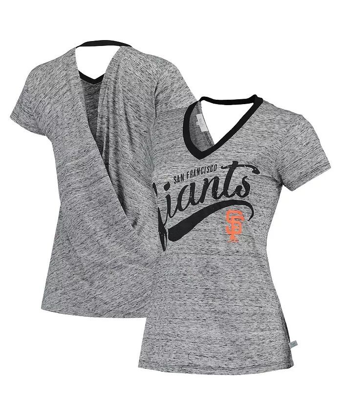 

Черная женская футболка с v-образным вырезом и запахом на спине San Francisco Giants Hail Mary Touch