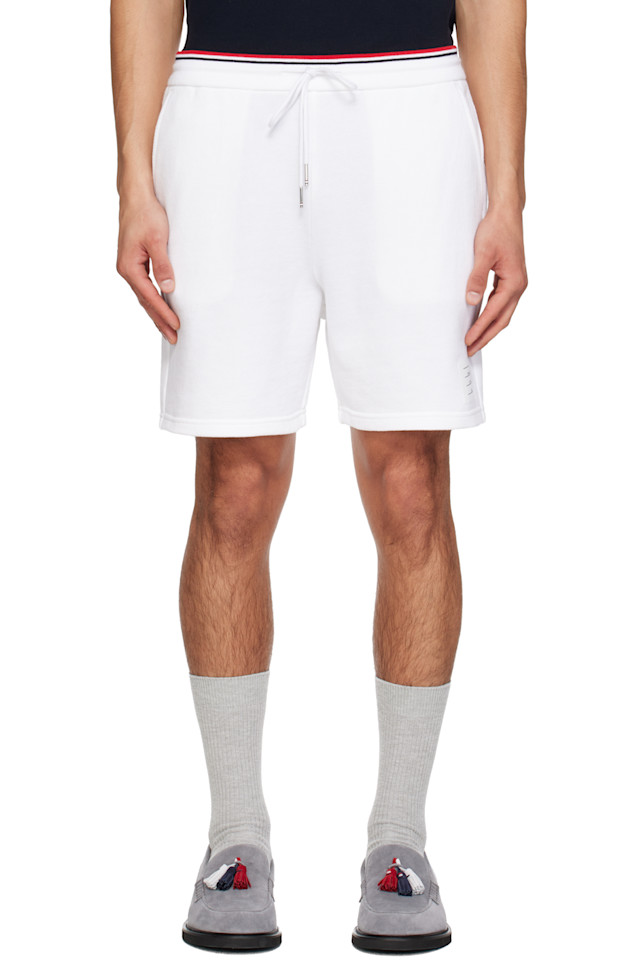 

Спортивные шорты из ткани пике с петлевой изнанкой Thom Browne, белый