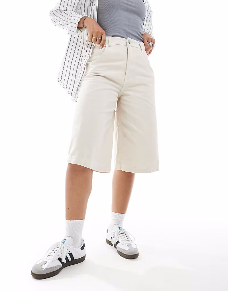 

Шорты-кюлоты из хлопкового твила цвета кремовый Asos Design
