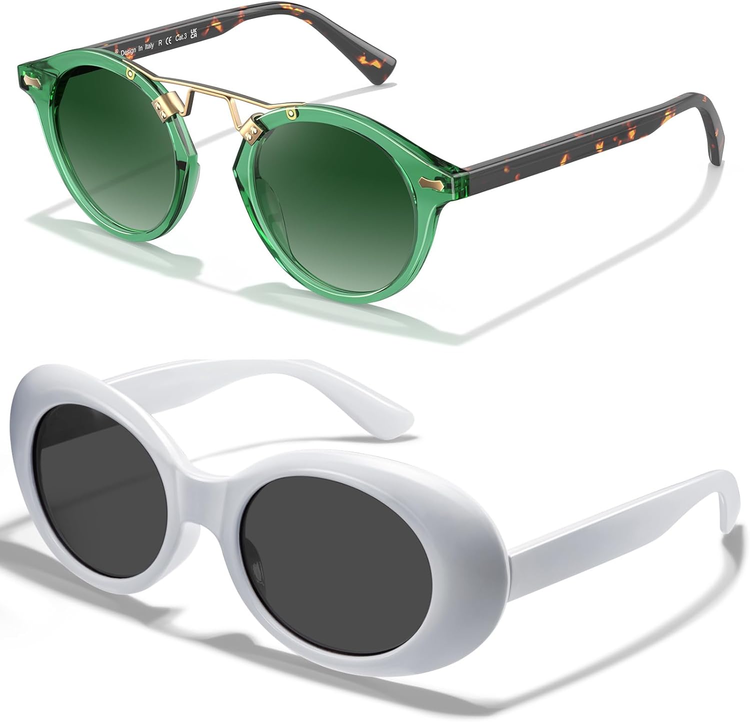 

Ретро-солнцезащитные очки овальной формы с тонировкой для женщин, защита от УФ-излучения, очки в стиле 90-х, диско-очки для косплея, очки с толстой оправой для вождения CARFIA