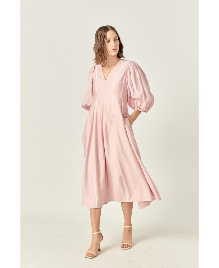 

Женское миди-платье с контрастной отделкой English Factory, Pink