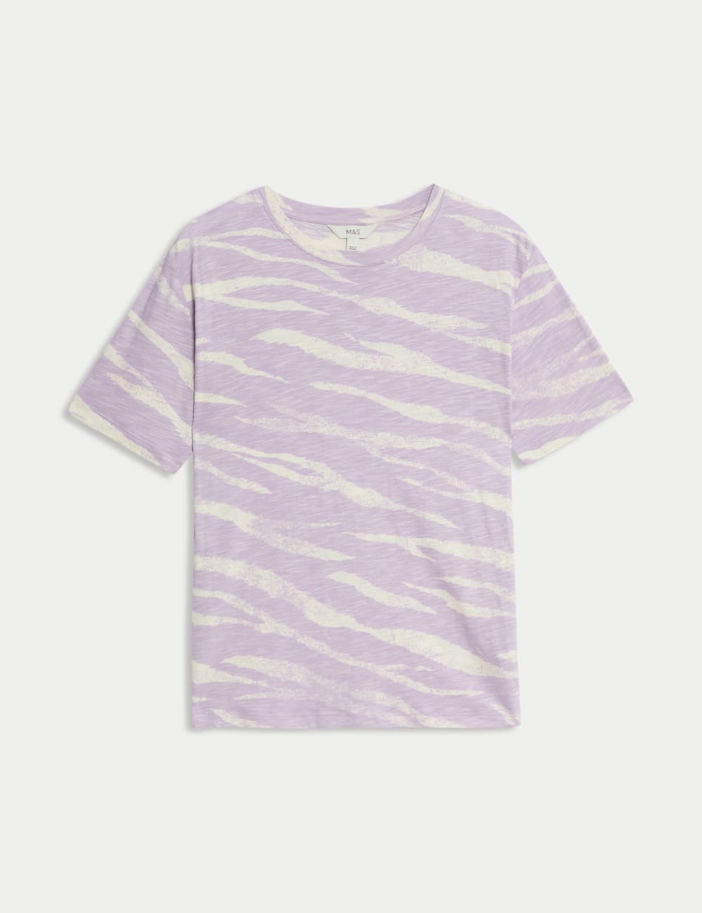 

Футболка с принтом из смеси хлопка и модала Marks & Spencer, цвет Purple mix