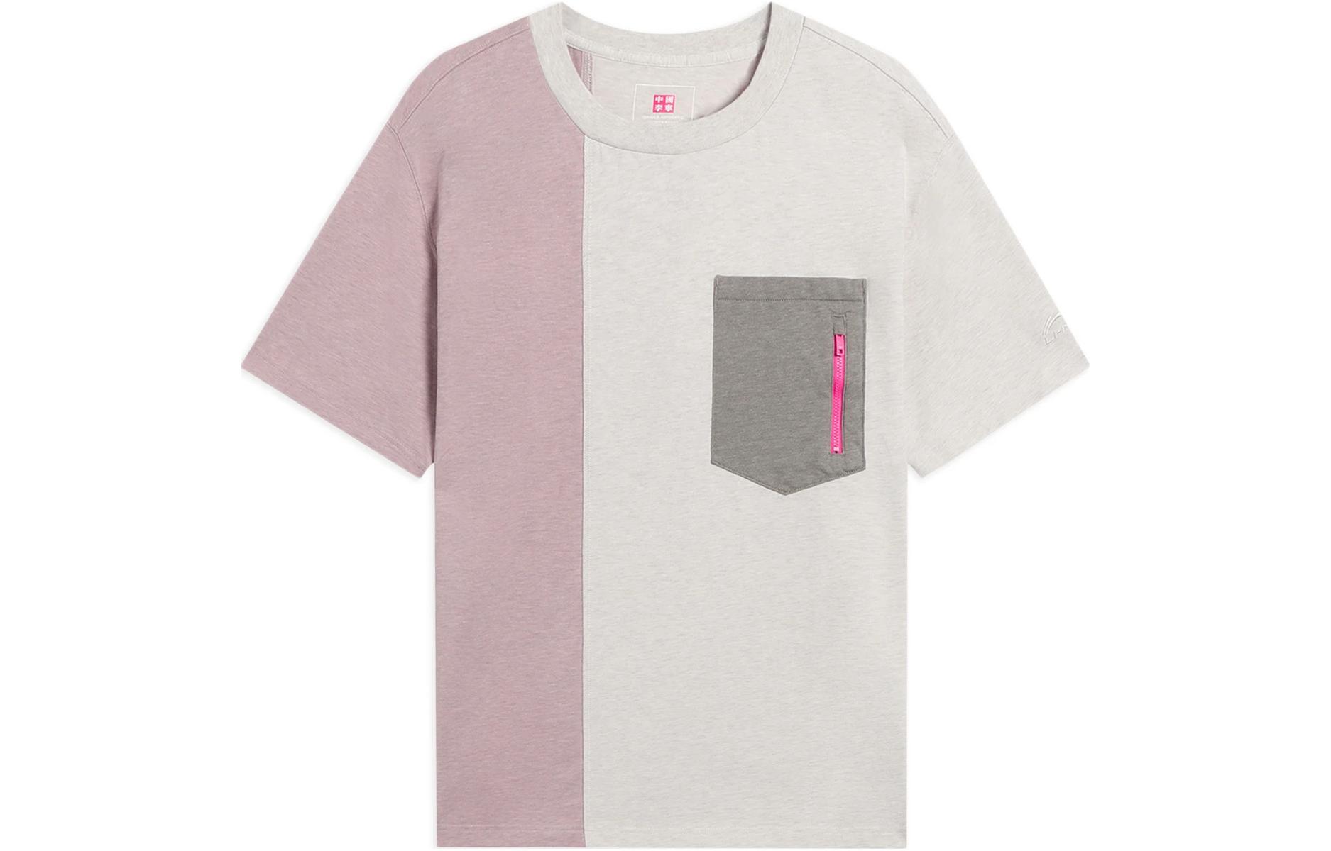 

Мужская футболка Li Ning, цвет умбра и светло-бежевый, круглый вырез, умеренный прямой крой