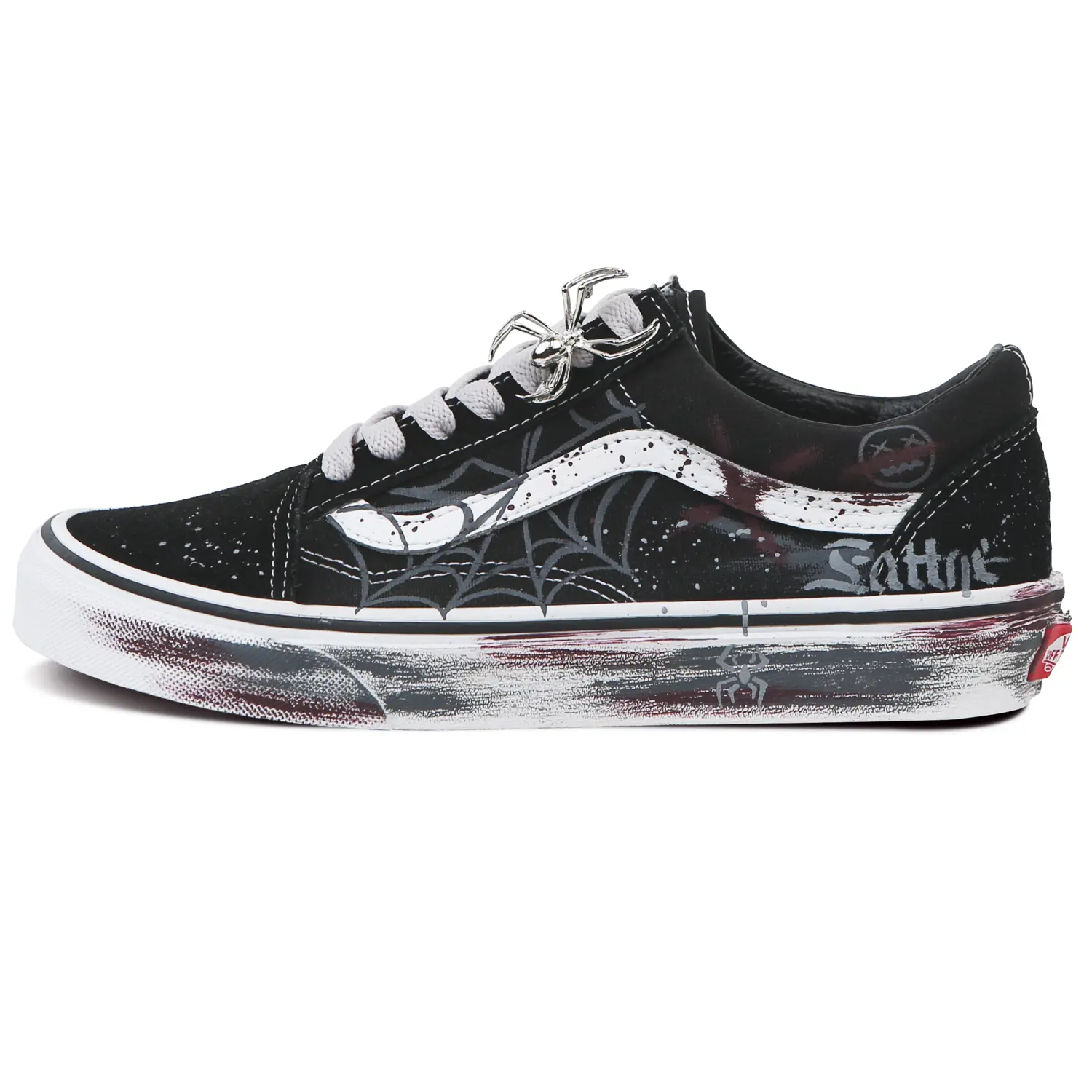 

Vans Олд скул черные пауки светящиеся устойчивые к истиранию лоу-топ скейтборд кроссовки унисекс черный, цвет Black