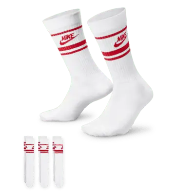 Носки Nike Sportswear Dri-FIT Everyday Essential Crew (3 шт), цвет White/University Red/University Red