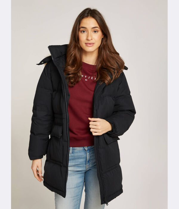 

Пуховик Tommy Jeans с меховым капюшоном, черный