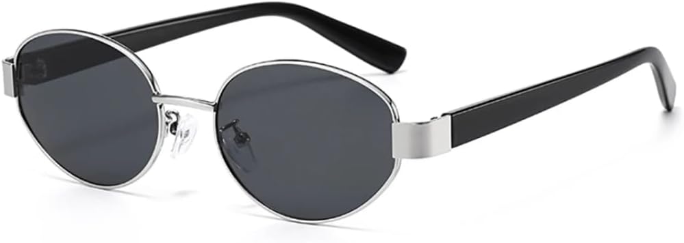 

Металлические модные панк-солнцезащитные очки для женщин, круглые солнцезащитные очки, классический винтаж, защита от УФ-излучения UV400, для вечеринок, пляжа и отдыха на открытом воздухе, мужские SZVVBKK, Silver Black