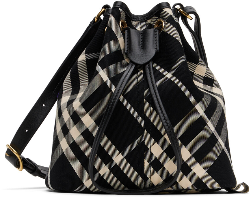 

Сумка-ведро в клетку Black & Off-White Mini Burberry