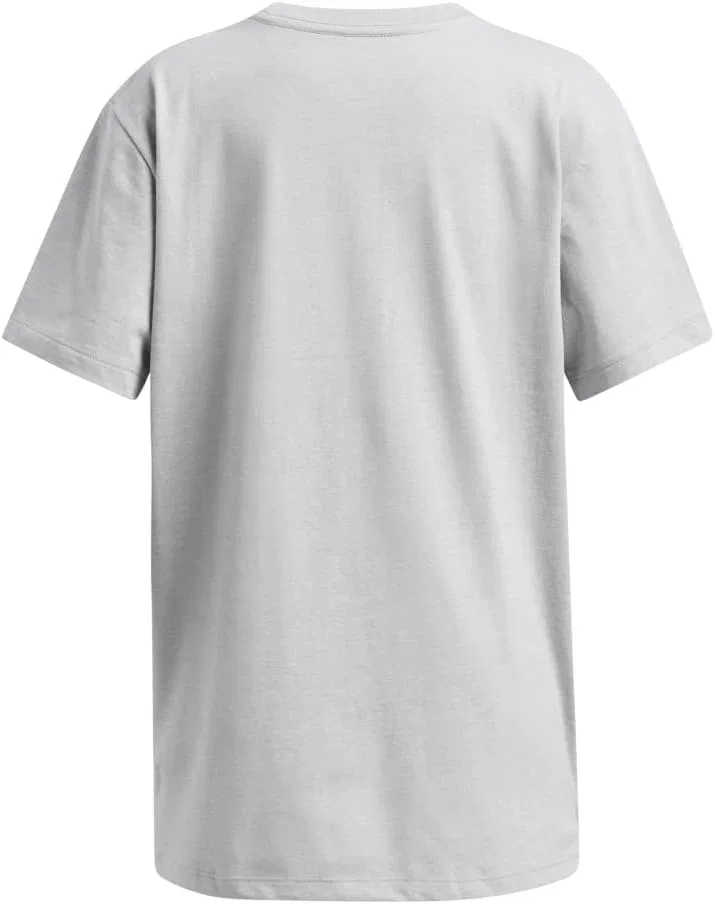 Футболка детская Oversized Under Armour, модный серый светлый хэзер/белый — фото 2