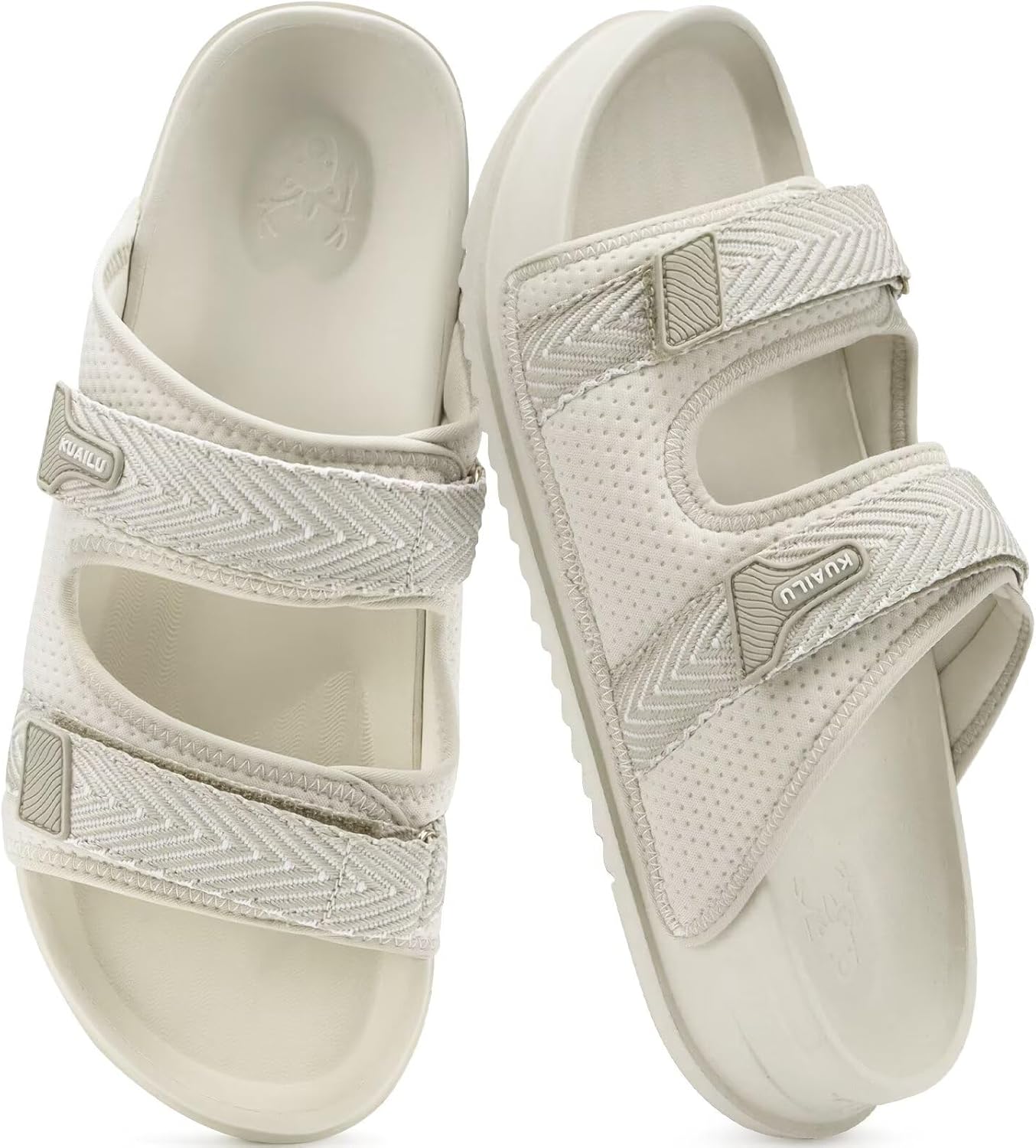 

Мужские повседневные сандалии KuaiLu с удобной ортопедической поддержкой свода стопы, летние пляжные прогулочные тапочки с мягкой подошвой, на молнии, для дома и улицы, бежевый