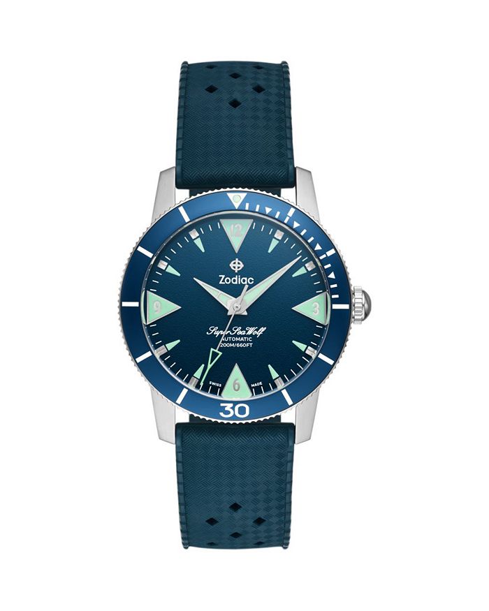 

Часы Skin Diver Automatic с резиновым ремешком, 39 мм Zodiac, синий