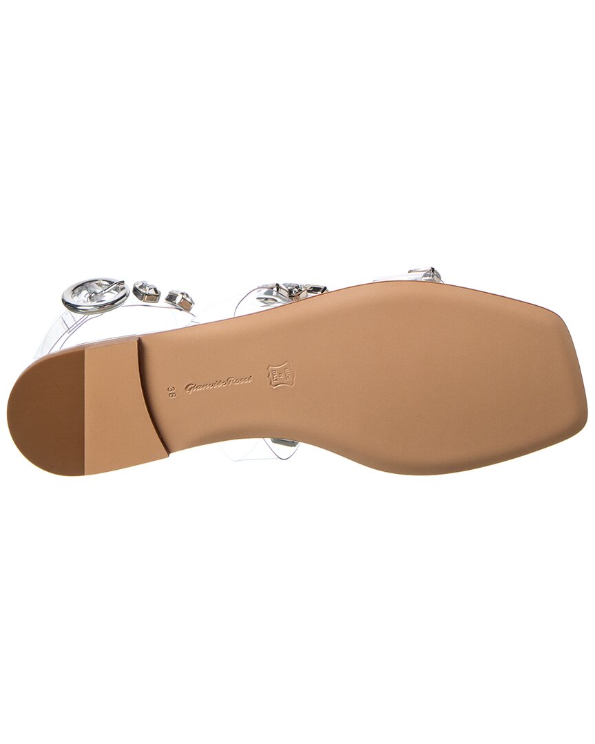 Gianvito Rossi Crystal Crash Leather & Vinyl Sandal, серебряный — фото 4