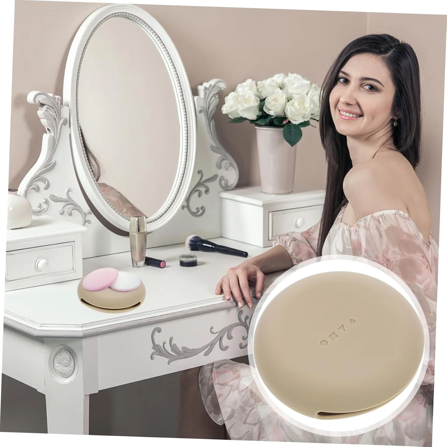 Компактный чехол для спонжа Silicone Makeup Sponge Holder Beatifufu 7.5x7.5x2 см — фото 4