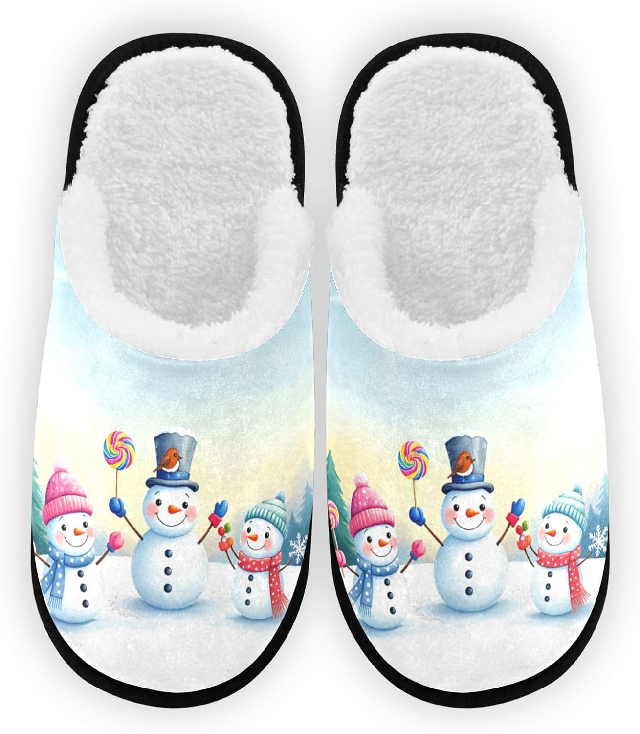 

Домашние спа-тапочки для женщин и мужчин, удобные домашние тапочки для путешествий, мягкие тапочки с эффектом памяти, противоскользящие, для отеля и спальни Dussdil, Winter Snowmen