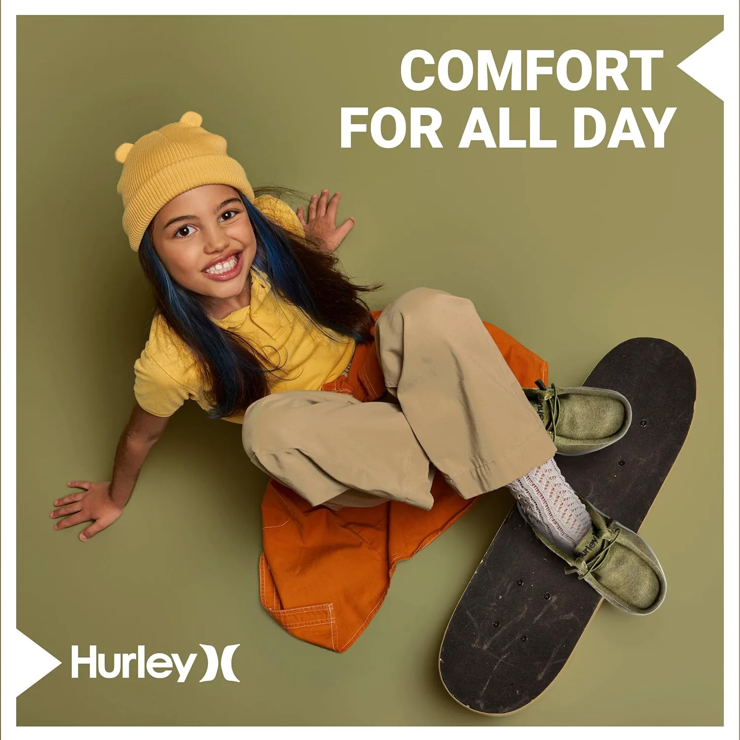 Детские лоферы Hurley с эластичными шнурками, тканевые кроссовки для мальчиков и девочек - удобные, прочные, стильные - модная детская обувь, обувь с широкой носочной частью для повседневной носки — фото 2
