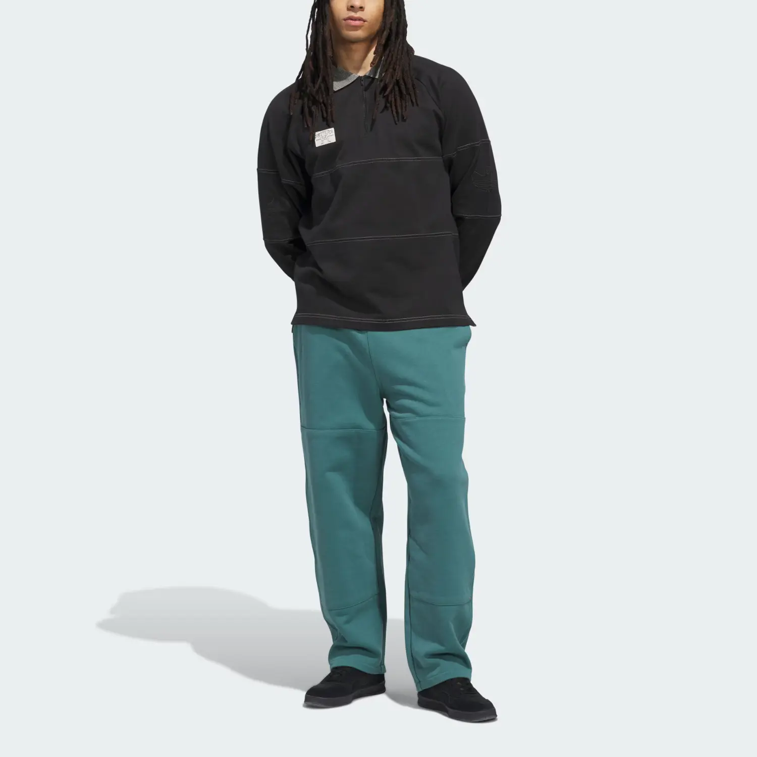 Рубашка поло Shmoofoil FW25 мужская Adidas Originals, черный/коричневый — фото 3