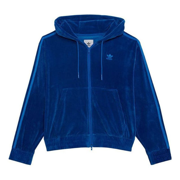 

Куртка Men's adidas originals FW22 Solid Color Logo Embroidered Hooded Track Jacket Blue, синий