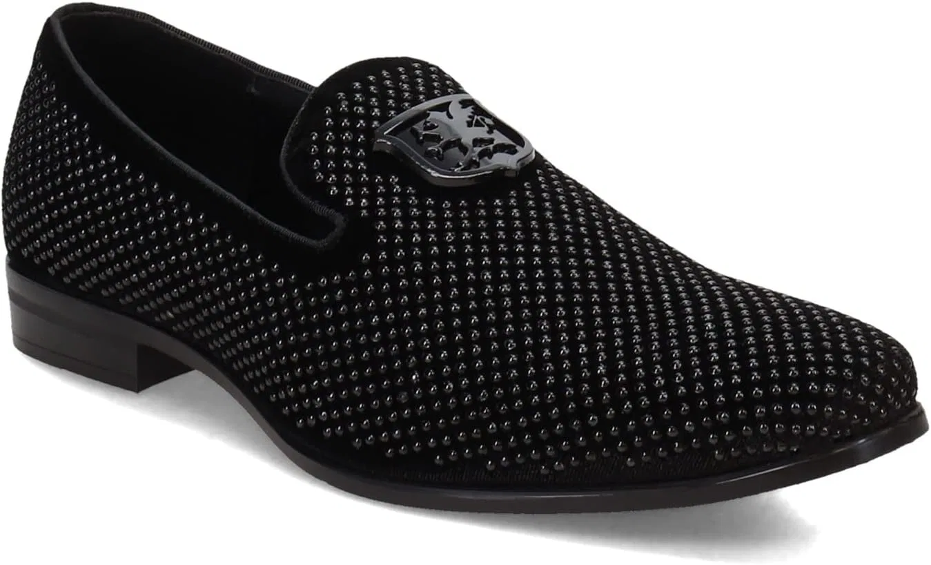 Мужские слипоны Stacy Adams Swagger Studded Ornament для водителя, Black Gold — фото 2