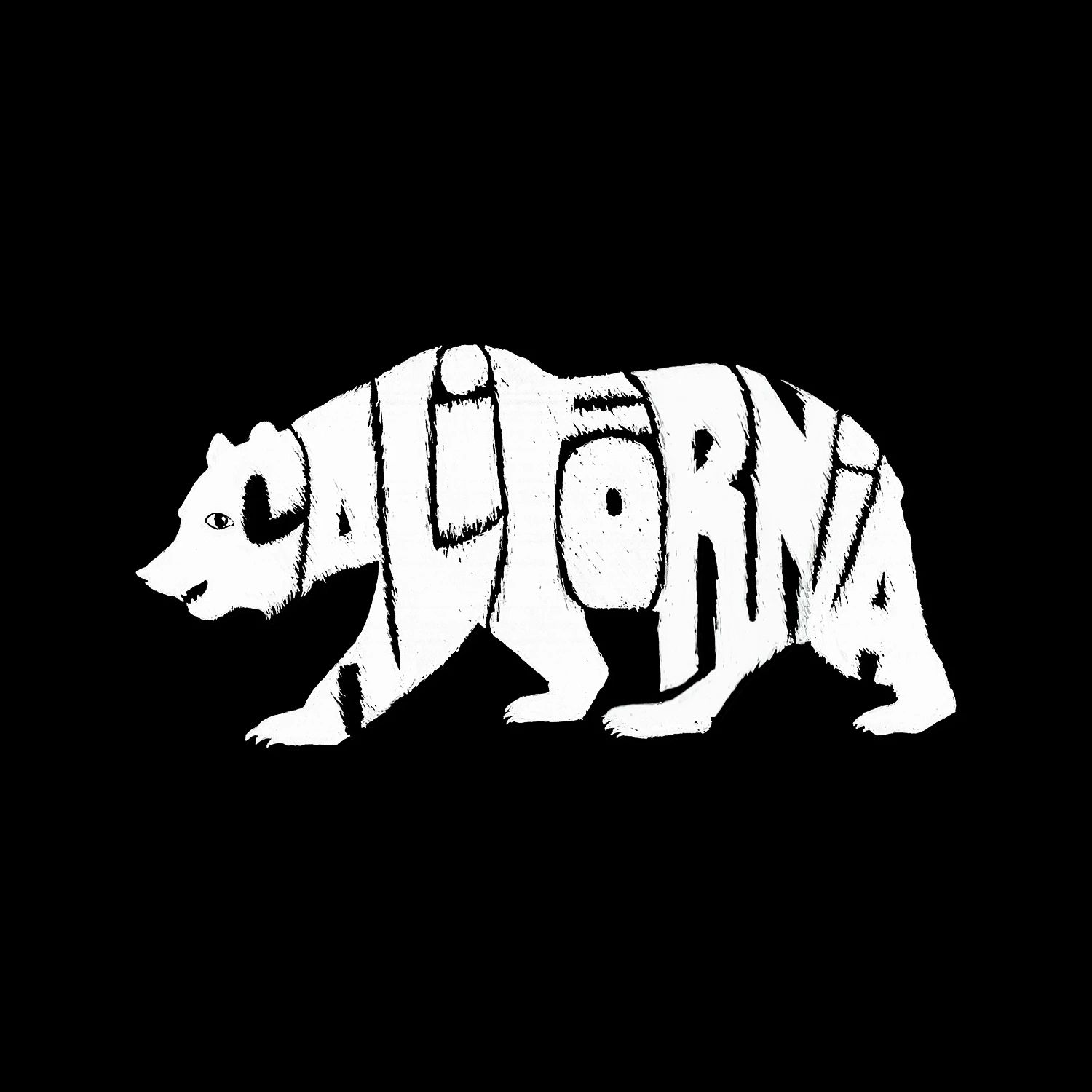 

California Bear — мужская футболка с рисунком Word Art LA Pop Art, черный