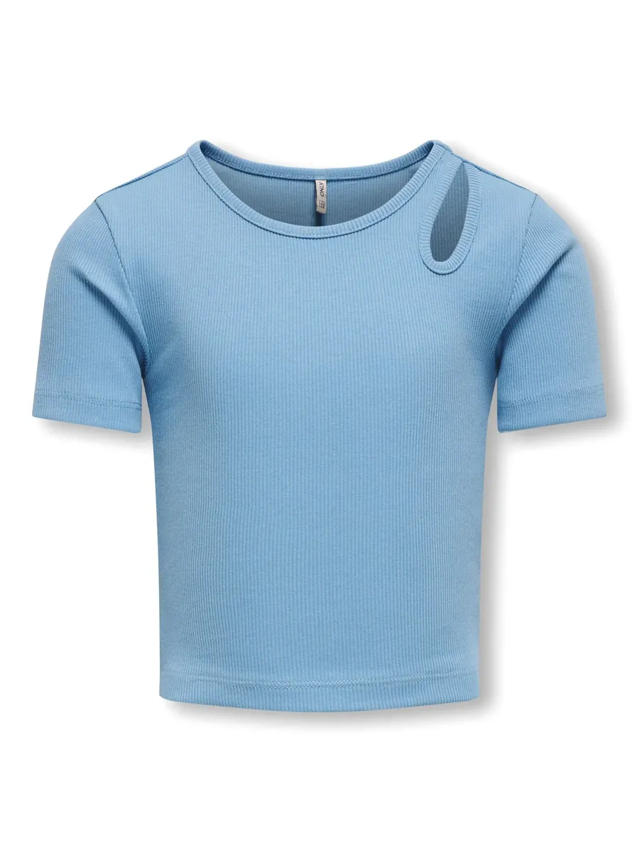Рубашка KIDS ONLY с короткими рукавами "KOGNESSA S/S CUT OUT TOP BOX JRS NOOS", синий — фото 4