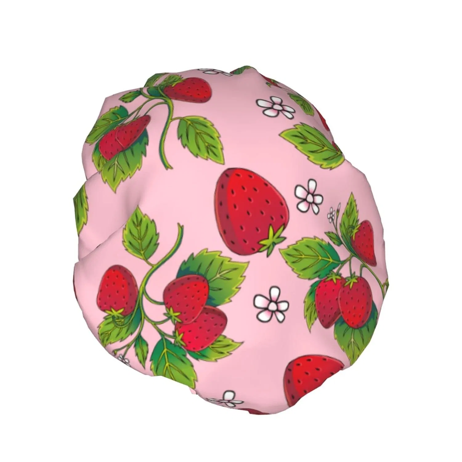 Детская шапочка для плавания с клубничным цветком, многоразовая Oudrspo, Red Strawberry Flower — фото 2