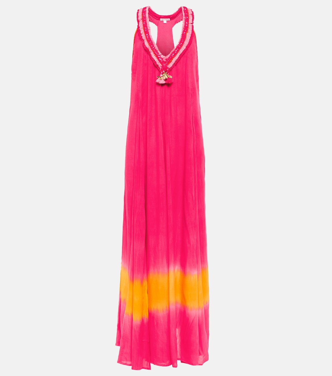 

Длинное платье Nava с принтом тай-дай Poupette St Barth, Fuchsia Orange