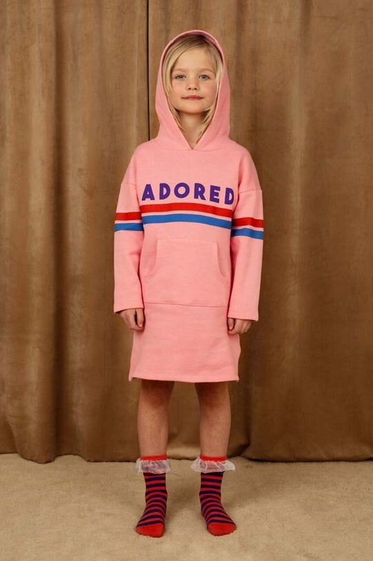 

Детское хлопковое детское платье Mini Rodini, розовый