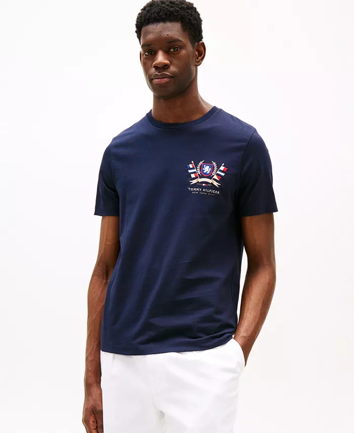 

Мужская футболка с коротким рукавом и цветным логотипом Crest Tommy Hilfiger, синий