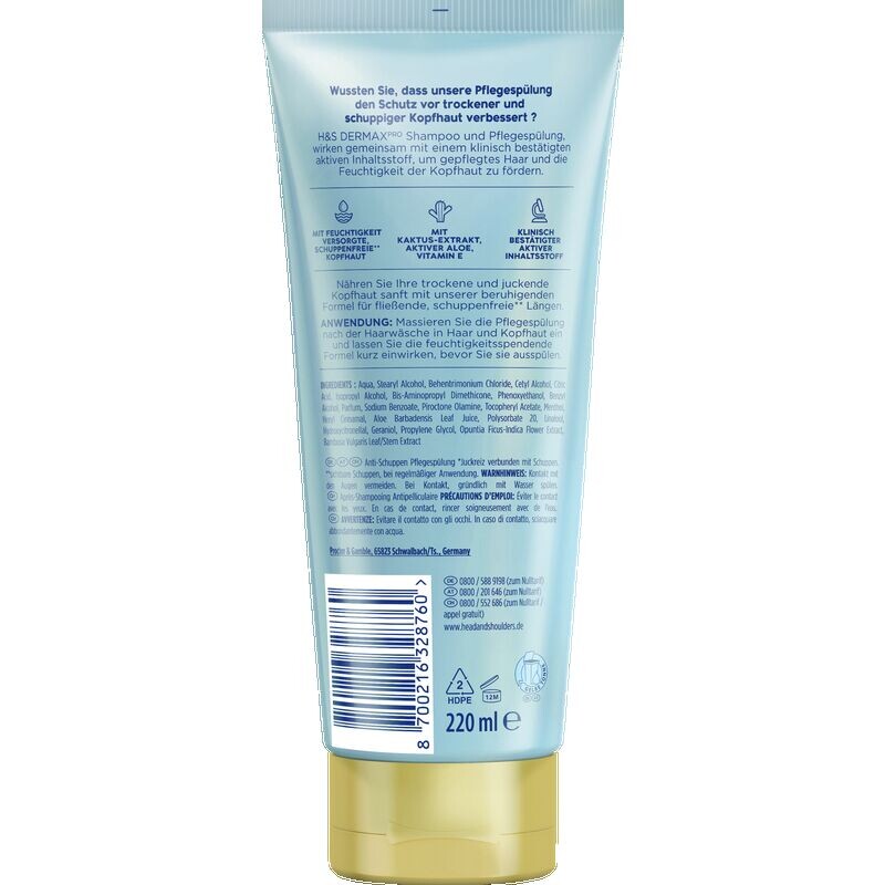 DERMAXPRO Успокаивающий кондиционер для ухода за волосами и кожей головы head & shoulders, 220 ml — фото 2