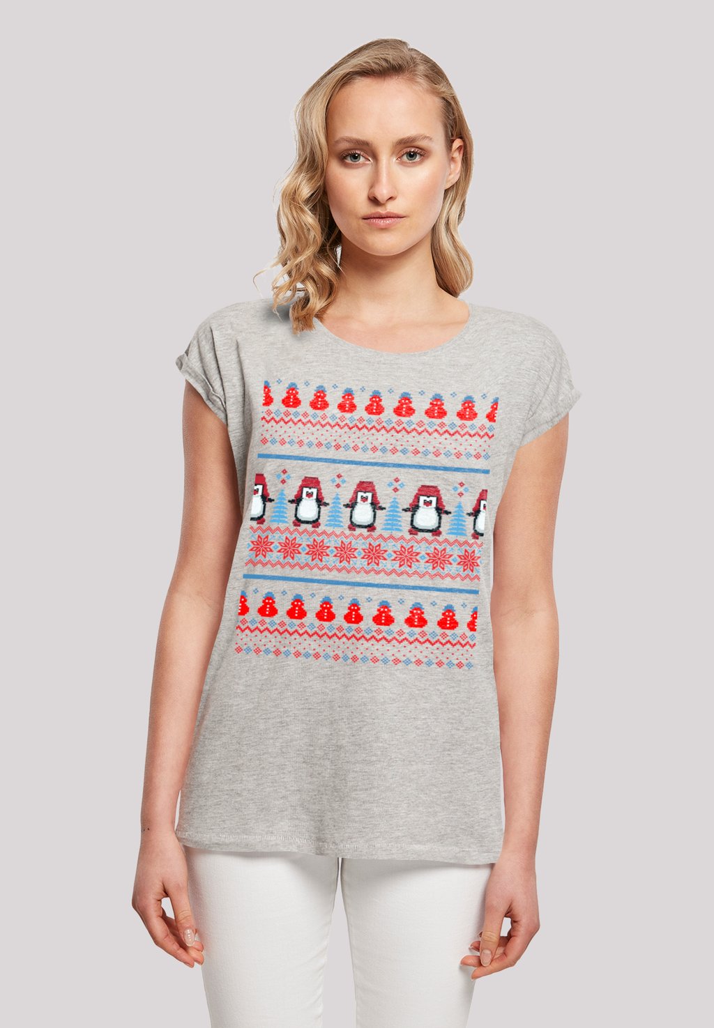 

Футболка с принтом CHRISTMAS PINGUIN MUSTER F4NT4STIC, серый