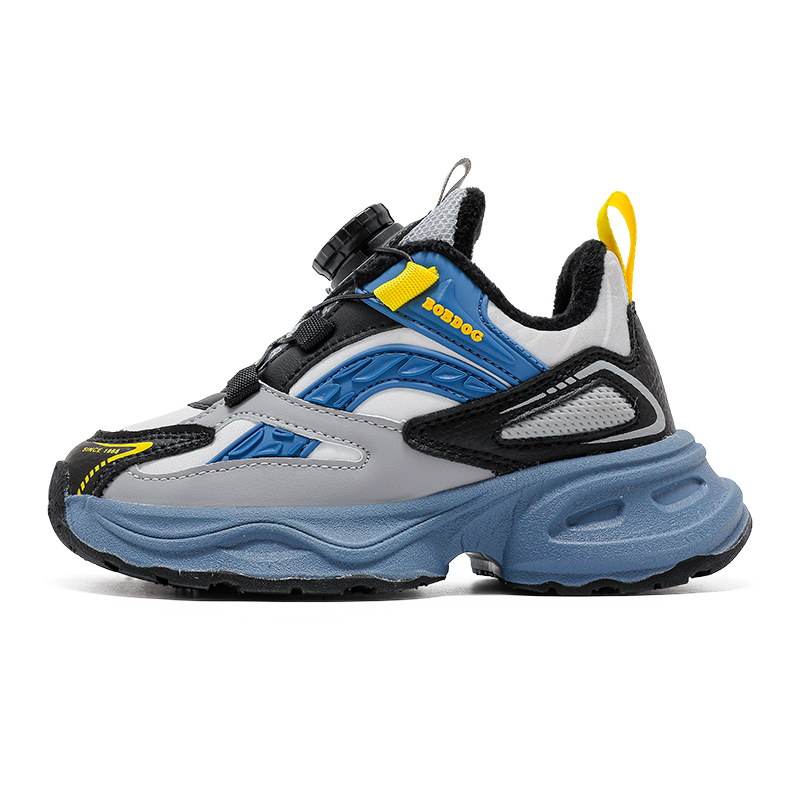 

Нескользящая, легкая, амортизирующая, термообувь для детей. Детская обувь для повседневной жизни. BOBDOG, черный/синий