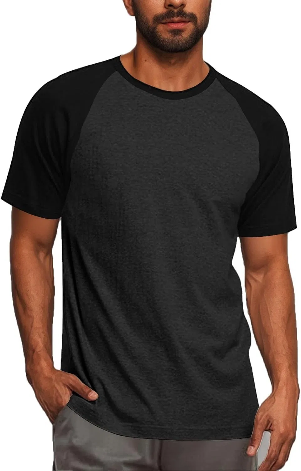 Футболка спортивная мужская с контрастными рукавами, Dark Gray