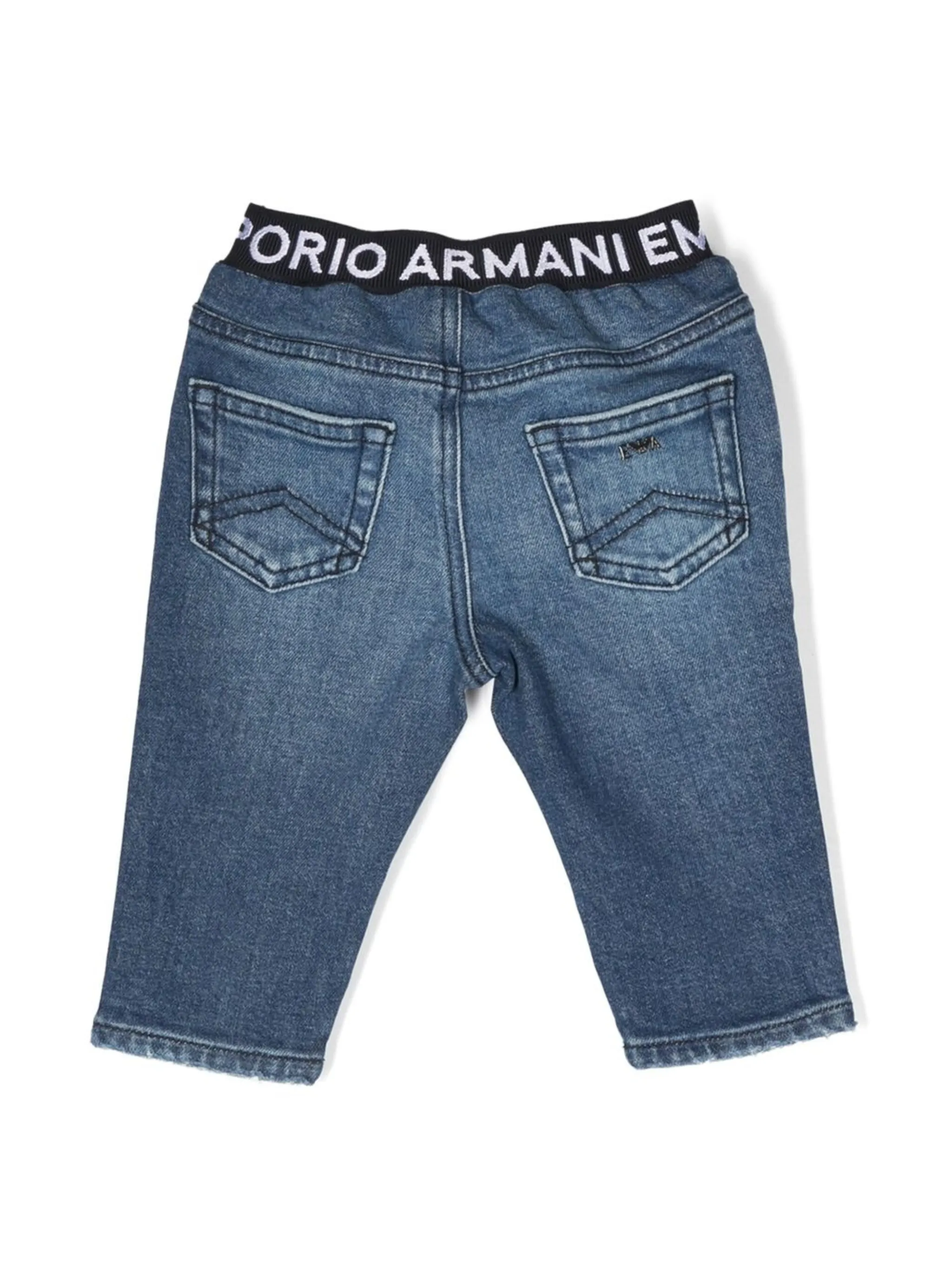 Узкие джинсы с логотипом Emporio Armani Kids, синий — фото 2