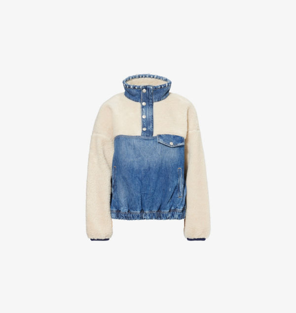 

Толстовка с воротником-стойкой, вставками из флиса и денима Polo Ralph Lauren, цвет cusi wash