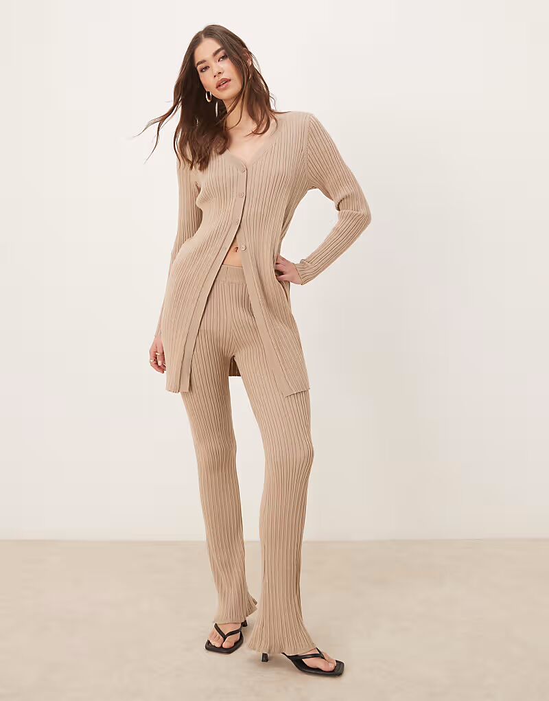 

Кардиган Vila longline ribbed cardigan co-ord цвета коричневого