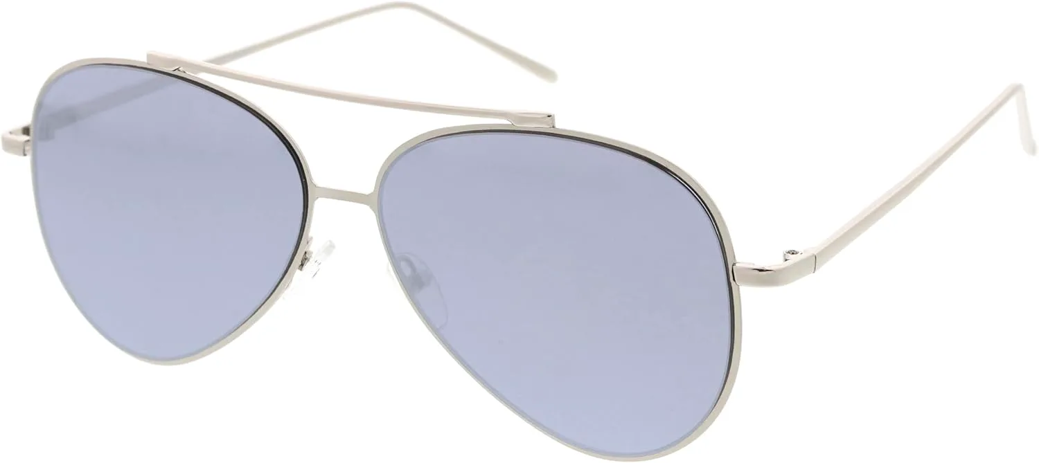 

Женские солнцезащитные очки-авиаторы zeroUV с зеркальными линзами большого размера и плоскими зеркальными линзами, диаметр линз 58 мм, Silver / Silver Mirror