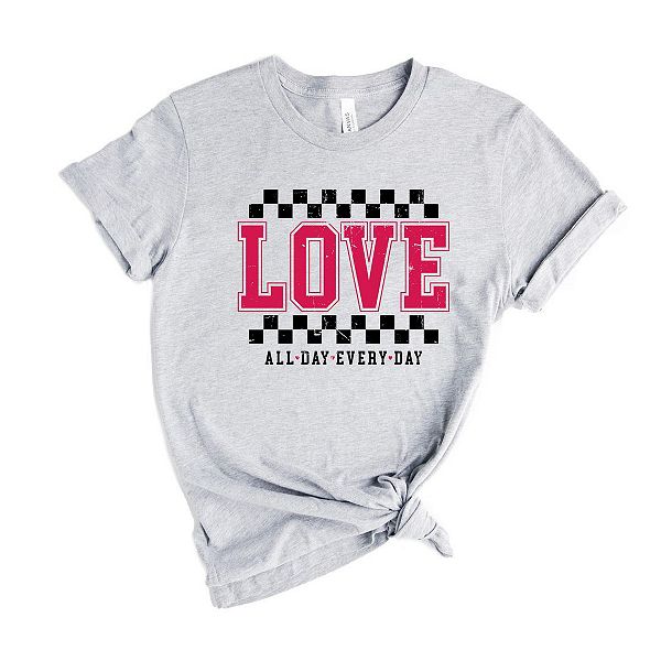 

Футболка с принтом в клетку Love all day everyday Simply Sage Market, Heather Grey, Серый, Футболка с принтом в клетку Love all day everyday Simply Sage Market, Heather Grey