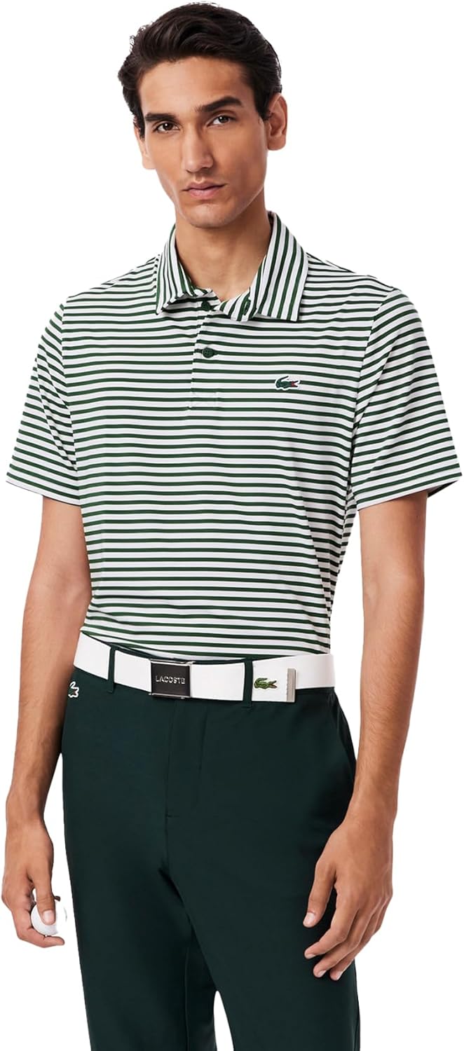 

Мужская повседневная полосатая рубашка-поло Lacoste Ultra Dri-Bi-Color, зеленый