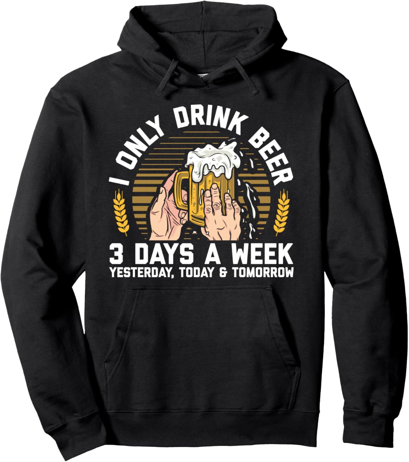 

Толстовка с надписью Пейте пиво 3 дня в неделю Funny Beer Lover Apparel Men Women, черный