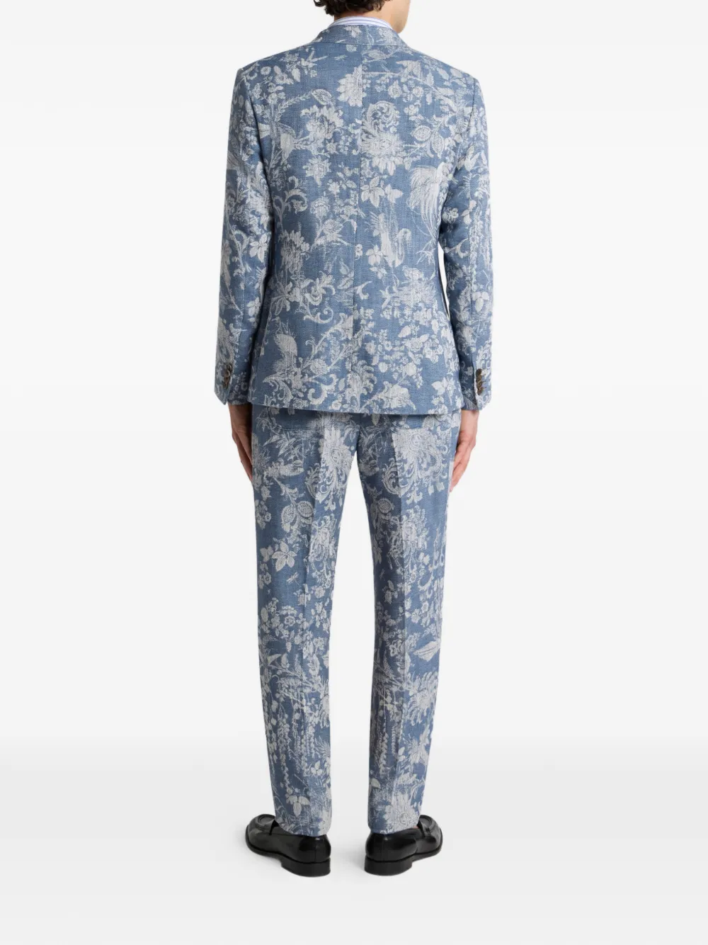 Жаккардовый жакет с цветочным узором Etro, синий — фото 3