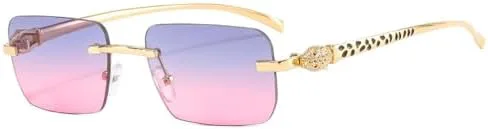 

Солнцезащитные очки без оправы прямоугольной формы 2027 года для женщин с прозрачными градиентными линзами, мужские солнцезащитные очки MTZJH, Golden Gray Pink