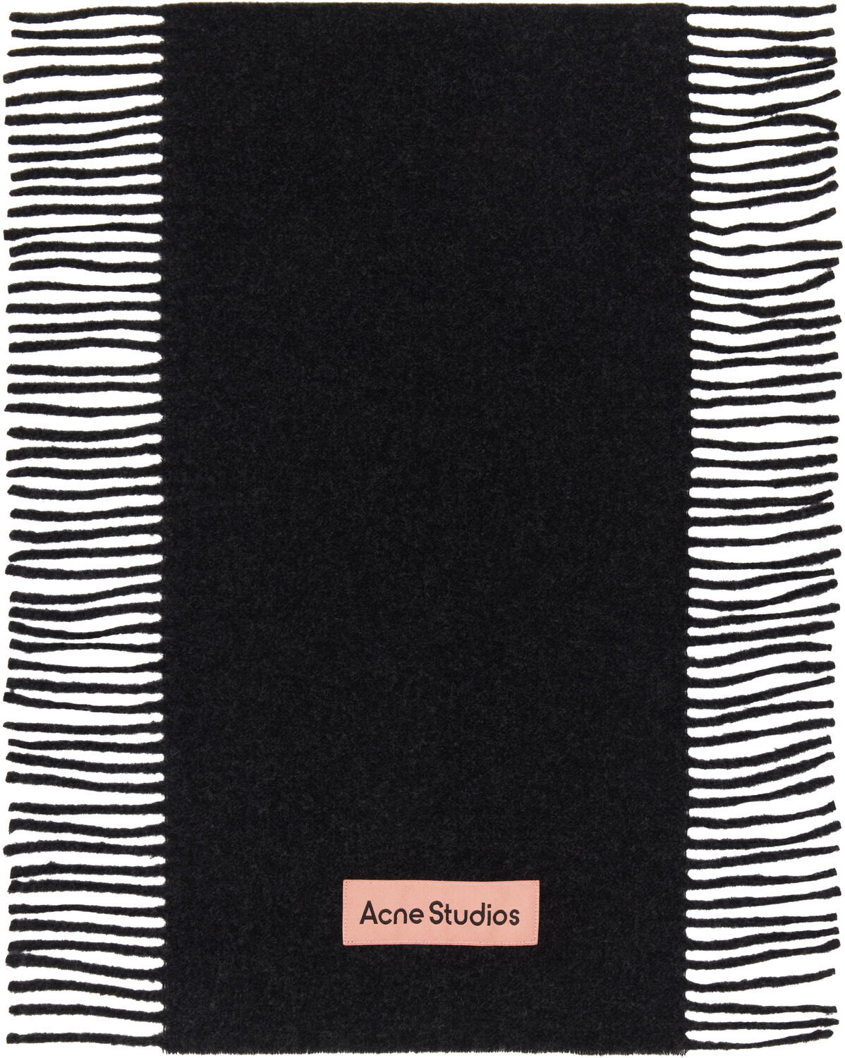 

Черный шерстяной шарф с бахромой Acne Studios, Black melange