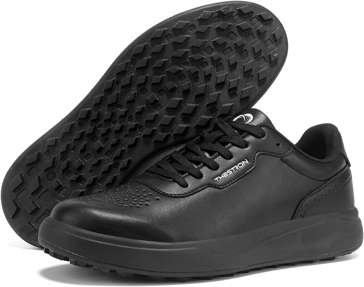 

Мужские гольф-кроссовки без шипов для мужчин, уличная обувь для ходьбы с противоскользящей подошвой, размеры 7-14 Zakey, черный