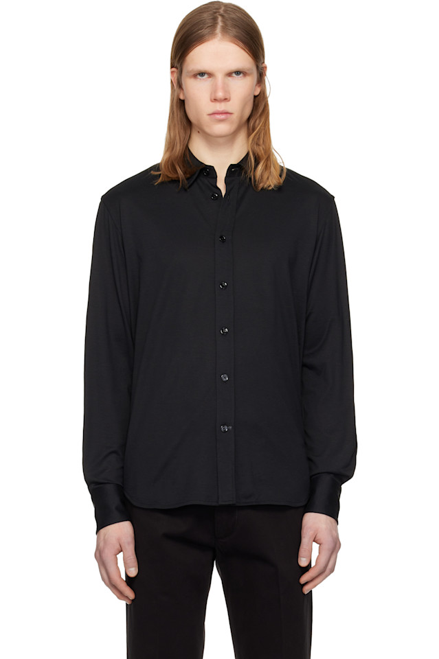 

Рубашка из смеси шелка и хлопка Tom Ford, черный