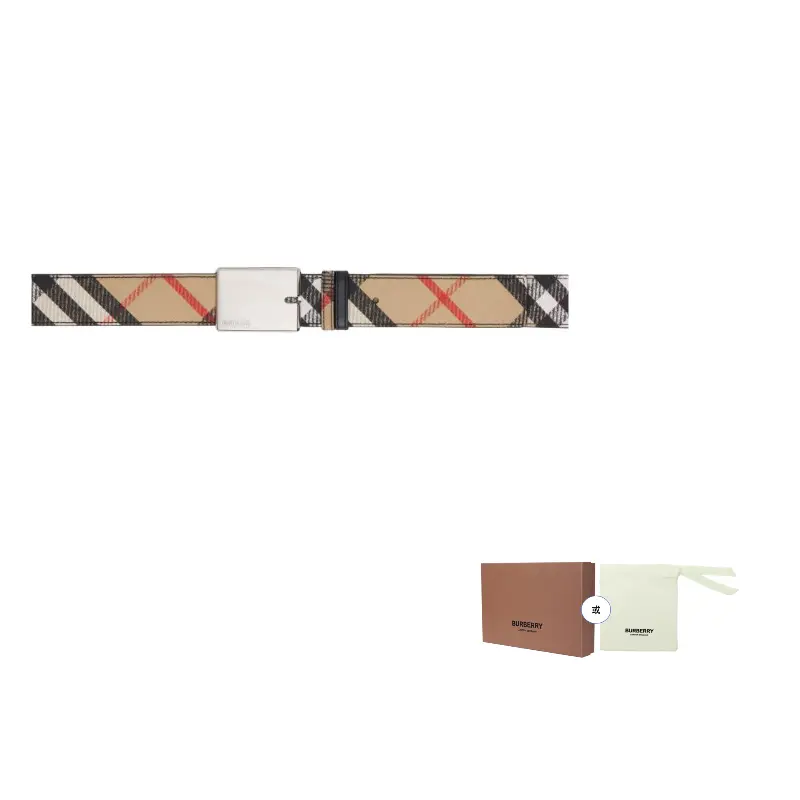 

Burberry Ремень с клетчатым узором и пряжкой, Brown