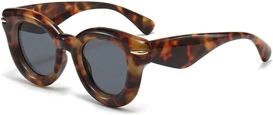 

Овальные солнцезащитные очки с заклепками конфетного цвета для женщин и мужчин, с градиентными линзами UV400, для активного отдыха и путешествий UYPTK, Leopard Black