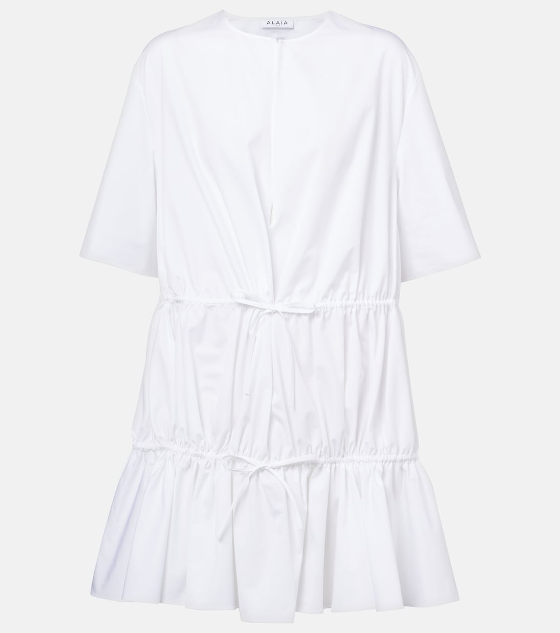 

Многоярусное хлопковое мини-платье Alaïa, Blanc